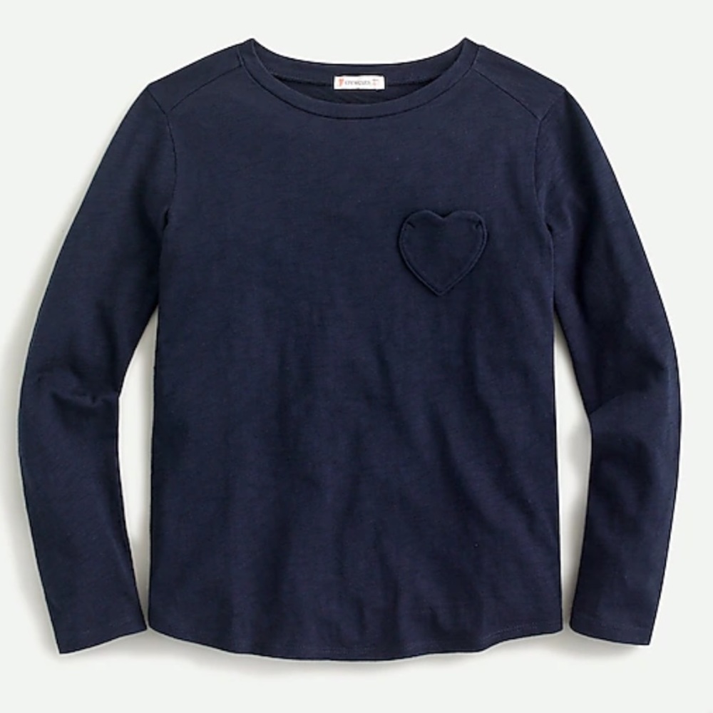 Crewcuts Girls' long-sleeve heart-pocket T-shirt